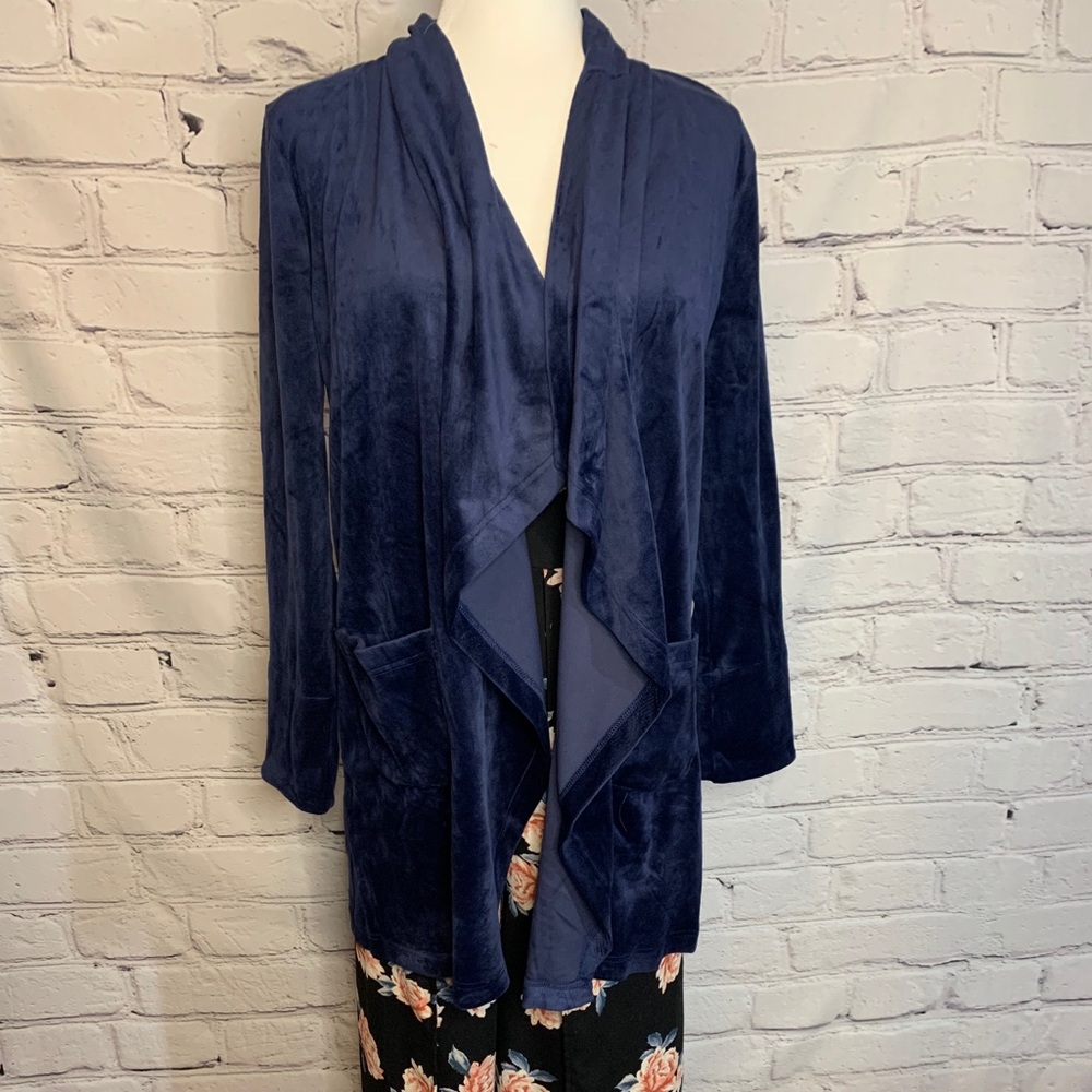 Deep Blue Velour Cardigan
